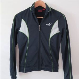 Classic Retro Puma emerald green white bomber workout jacket XS